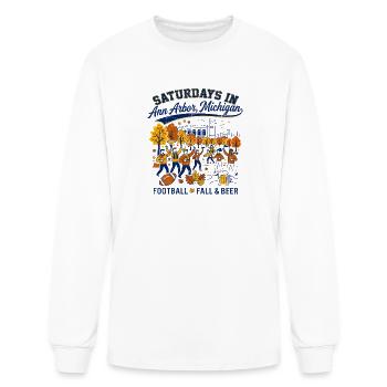 Fall Saturdays With Autumn Beer In Ann Arbor - Men's Long Sleeve T-Shirt - white - Front