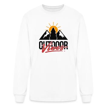 Outdoor Vibes Mountain Tree Sunrise - Men's Long Sleeve T-Shirt - white - Front