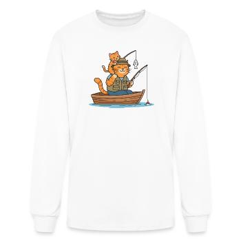 Father's Day | Whiskered Angler in a Tiny Boat - Men's Long Sleeve T-Shirt - white - Front