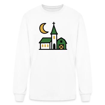 Graphique de la lune de l’église du village - T-shirt à manches longues Homme - blanc - Devant