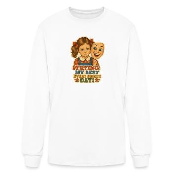 Behind the Smile Vintage Sad Girl - Men's Long Sleeve T-Shirt - white - Front