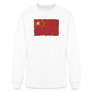 China Flag Scribble on Red Field - Men's Long Sleeve T-Shirt - white - Front