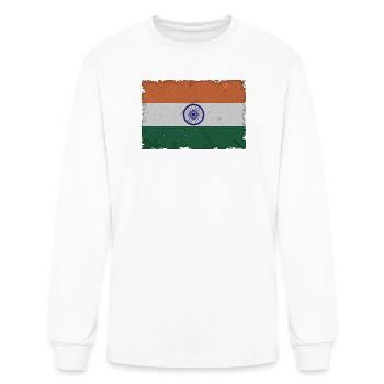 India Tricolor Flag Pattern - Men's Long Sleeve T-Shirt - white - Front