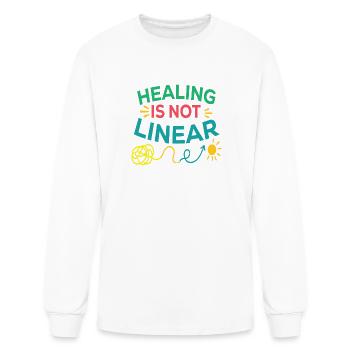 Healing Is Not Linear Mental Health Typography - Men's Long Sleeve T-Shirt - white - Front