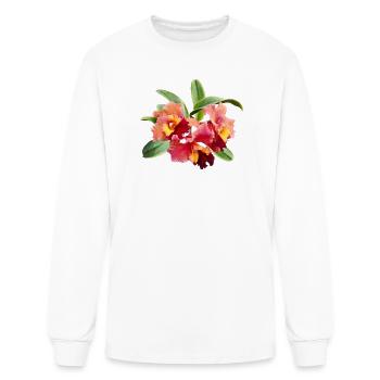 Peach and Crimson Cattleya Orchids - Men's Long Sleeve T-Shirt - white - Front