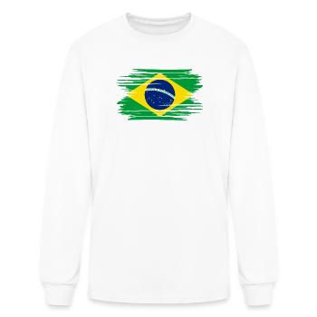 Distressed Brazil Flag BR - Men's Long Sleeve T-Shirt - white - Front