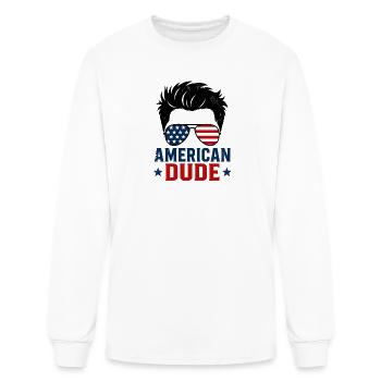 American Dude Sunglasses Flag - Men's Long Sleeve T-Shirt - white - Front