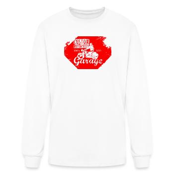 Vintage Custom Motorcycles Garage Red Badge - Men's Long Sleeve T-Shirt - white - Front