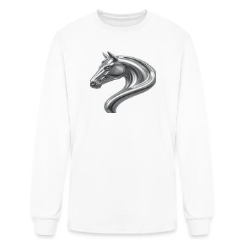Horse Head Metallic  - Men's Long Sleeve T-Shirt - white - Front