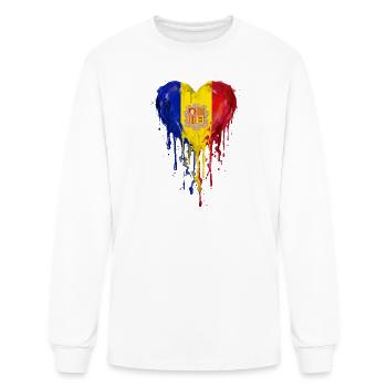 Andorra Heart of Romanian Flag Colors - Men's Long Sleeve T-Shirt - white - Front