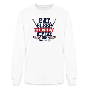 Eat Sleep Hockey Repeat - Men's Long Sleeve T-Shirt - white - Front