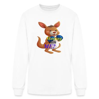 Boxer Kangaroo asks Messing with Me? Graphic Tees - Men's Long Sleeve T-Shirt - white - Front