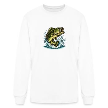 Conception du vecteur de pêche au saut du bar à grande bouche - T-shirt à manches longues Homme - blanc - Devant