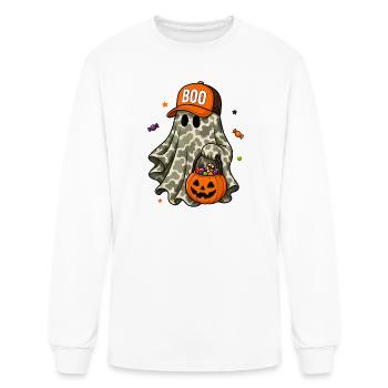 Camo Ghost Boo Halloween Squad Spooky Season - Men's Long Sleeve T-Shirt - white - Front