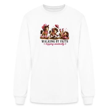 Walking by Faith Tripping Constantly - Men's Long Sleeve T-Shirt - white - Front