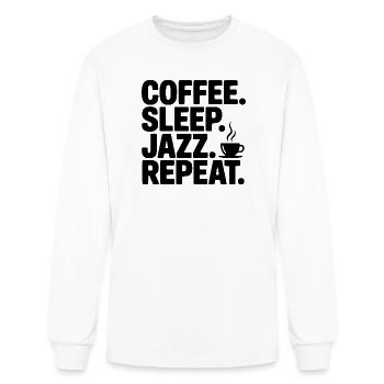 Café. Sommeil. Jazz. Répète. - T-shirt à manches longues Homme - blanc - Devant