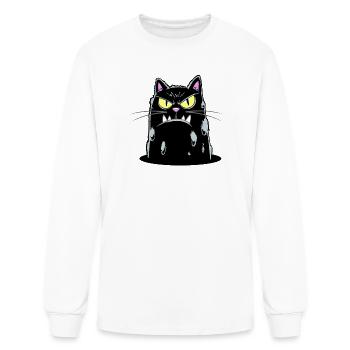 Angry black cat - Men's Long Sleeve T-Shirt - white - Front