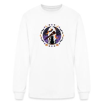 Midnight Sky Cat Telescope - Men's Long Sleeve T-Shirt - white - Front