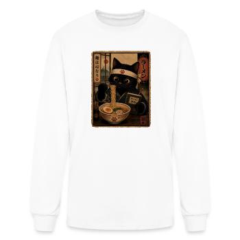 Neko Ramen Samurai cat eating ramen - Men's Long Sleeve T-Shirt - white - Front