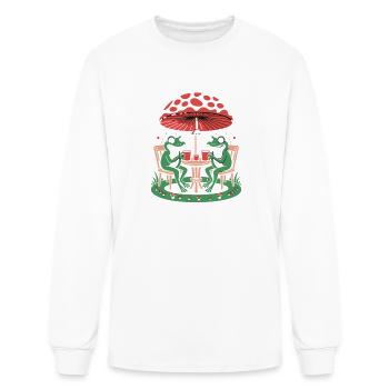 Whimsical Frogs Tea Break Under Mushroom Umbrella - Men's Long Sleeve T-Shirt - white - Front