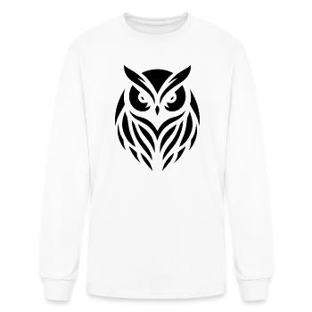 Wise Forest Owl: Silhouette Art of the Tawny Owl - Men's Long Sleeve T-Shirt - white - Front