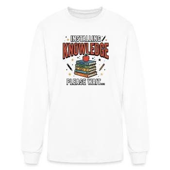 Installing Knowledge Please Wait Teacher Tee - Men's Long Sleeve T-Shirt - white - Front