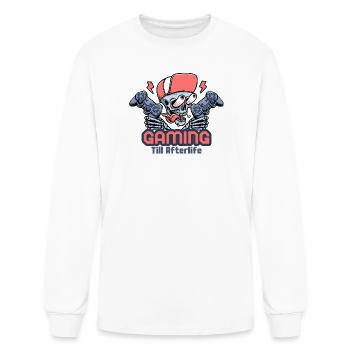 Gaming Till Afterlife Skull - Men's Long Sleeve T-Shirt - white - Front