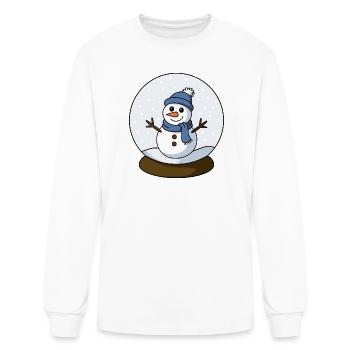 Snow globe: Cozy Winter Snowman with Scarf - Men's Long Sleeve T-Shirt - white - Front