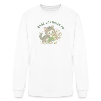 Funny Office Worker Angry Kitten Illustration - Men's Long Sleeve T-Shirt - white - Front