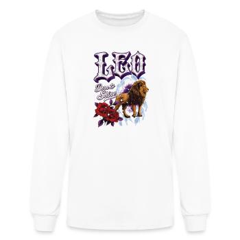Botanical Leo Floral Lion Zodiac Art - Men's Long Sleeve T-Shirt - white - Front