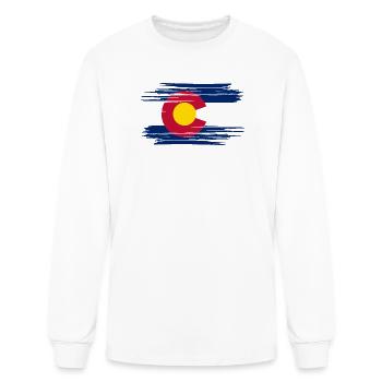 Distressed Colorado Flag CO - Men's Long Sleeve T-Shirt - white - Front