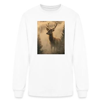 Mist grown Stag Deer in Dawn Fog - Men's Long Sleeve T-Shirt - white - Front