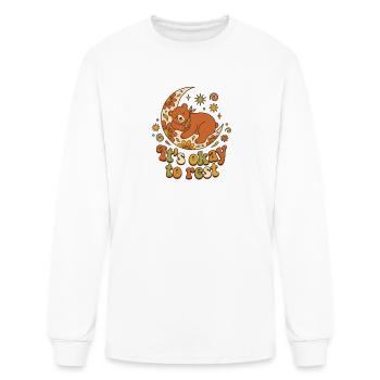 Its Okay To Rest - Retro 70s Sleeping Bear - Men's Long Sleeve T-Shirt - white - Front