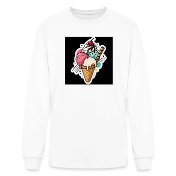 Vibrant Ice Cream Cone Sticker - Men's Long Sleeve T-Shirt - white - Front