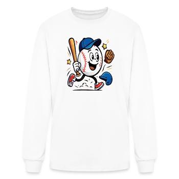 Happy Baseball Cartoon - Men's Long Sleeve T-Shirt - white - Front