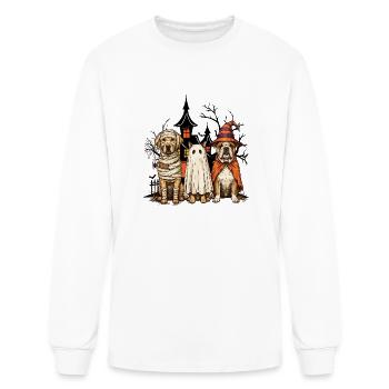 Halloween Border Collie Dog Ghost Witch Mummy  - Men's Long Sleeve T-Shirt - white - Front