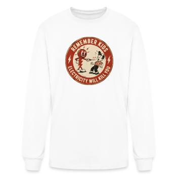 Electricity Safety Kids Sign - Men's Long Sleeve T-Shirt - white - Front