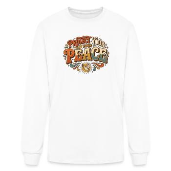 Protect Your Peace Retro Wavy Aesthetic Graphic - Men's Long Sleeve T-Shirt - white - Front