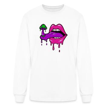 Psychedelic Mushroom Tongue - Dripping Lips Pop Ar - Men's Long Sleeve T-Shirt - white - Front