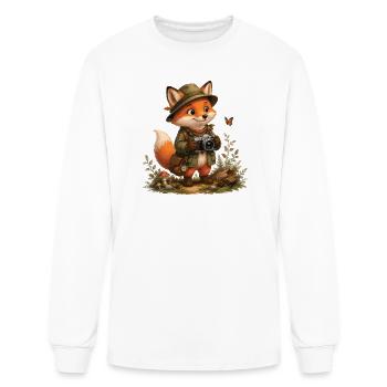 Cute Fox with Vintage Camera - Men's Long Sleeve T-Shirt - white - Front