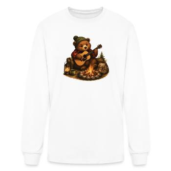 Cute Bear Playing Guitar - Men's Long Sleeve T-Shirt - white - Front