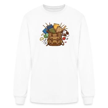 Vintage Backpack Full Of School Supplies - Men's Long Sleeve T-Shirt - white - Front