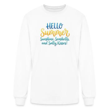 Bonjour l’été : Coquillages et baisers salés - T-shirt à manches longues Homme - blanc - Devant