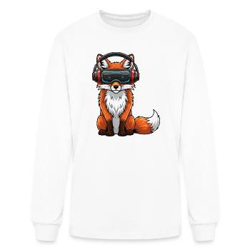 Fox VR Gamer Réalité Virtuelle Comique Cool - T-shirt à manches longues Homme - blanc - Devant