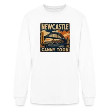 Newcastle Canny Toon — Retro Travel Poster - Men's Long Sleeve T-Shirt - white - Front