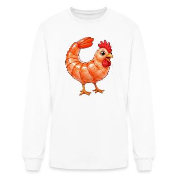 Funny Chicken and Hen Cartoon Comic - Men's Long Sleeve T-Shirt - white - Front