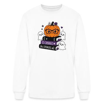 Pumpkin Geek Ghosts Library - Men's Long Sleeve T-Shirt - white - Front