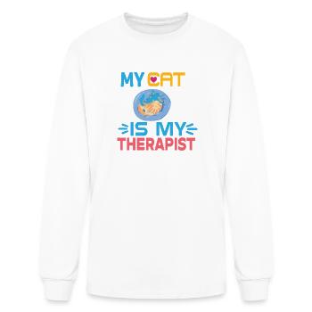 My Cat Is My Therapist - Men's Long Sleeve T-Shirt - white - Front