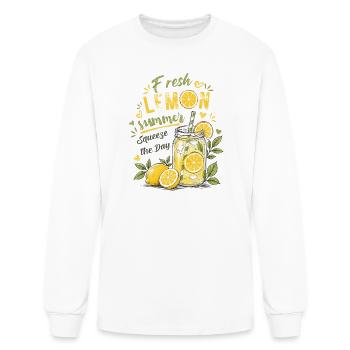 Fresh Lemon Summer- Squeeze The Day  - Men's Long Sleeve T-Shirt - white - Front