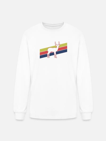 Retro Antelope Stripes – Safari Wildlife - Men's Long Sleeve T-Shirt - white